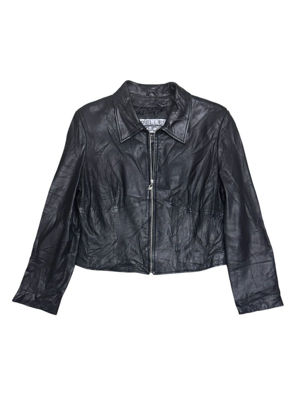 WILSONS LEATHER PELLE STUDIO Cropped Designer Retro Jacket Womens Large